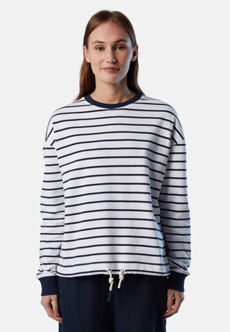 North Sails gestreiftes Sweatshirt mit Kordelzug in Weiß: predná strana