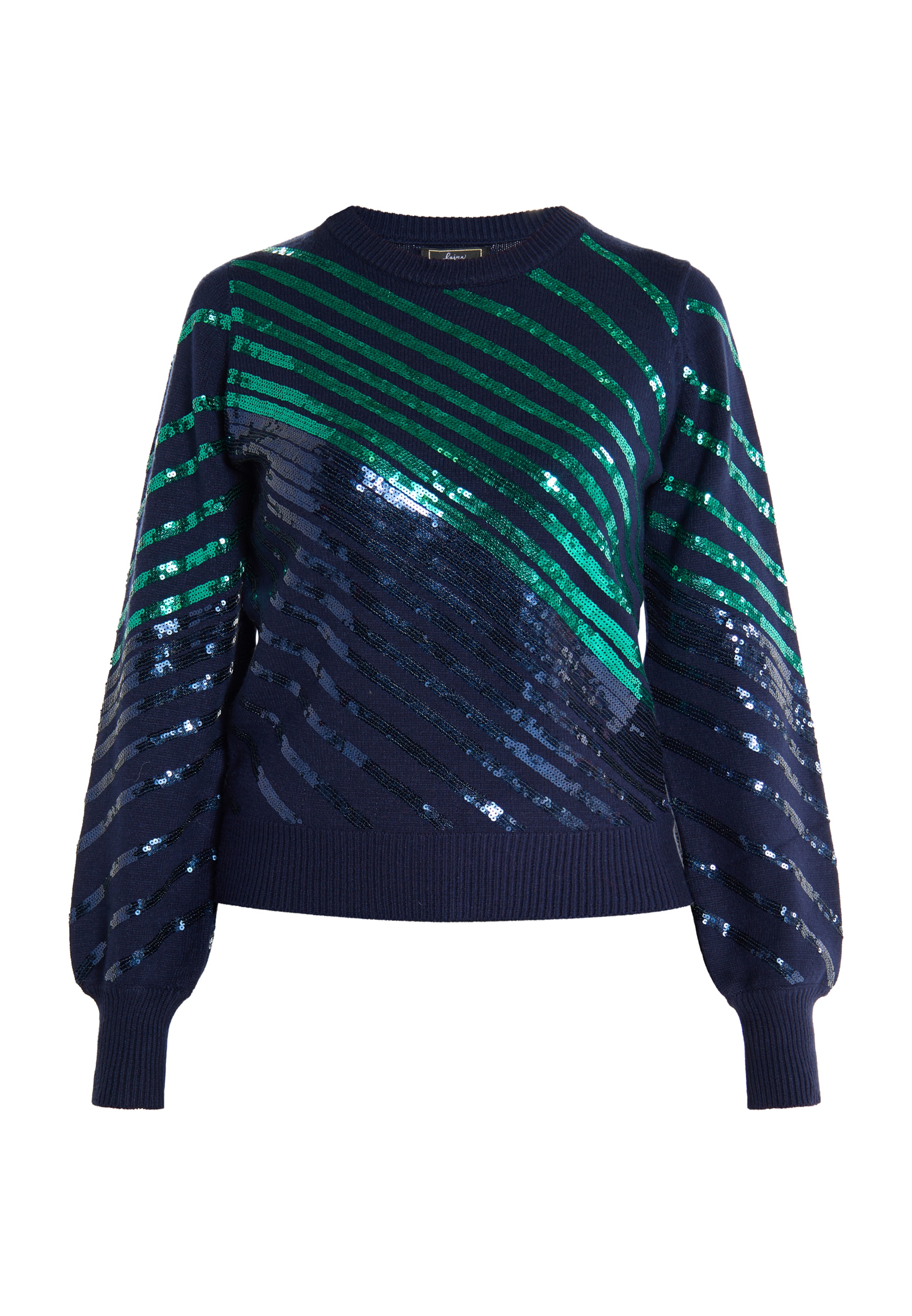 Pulover 'Ikita' de la faina pe albastru: față