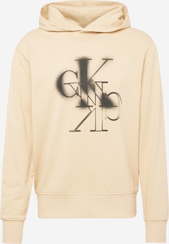 Sweat-shirt Calvin Klein Jeans en beige : devant