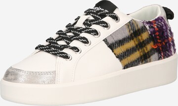 Desigual Sneakers laag 'TARTAN' in Wit: voorkant