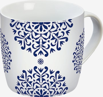 Infinite Cup 'Classic Blue Ornament' in White: front