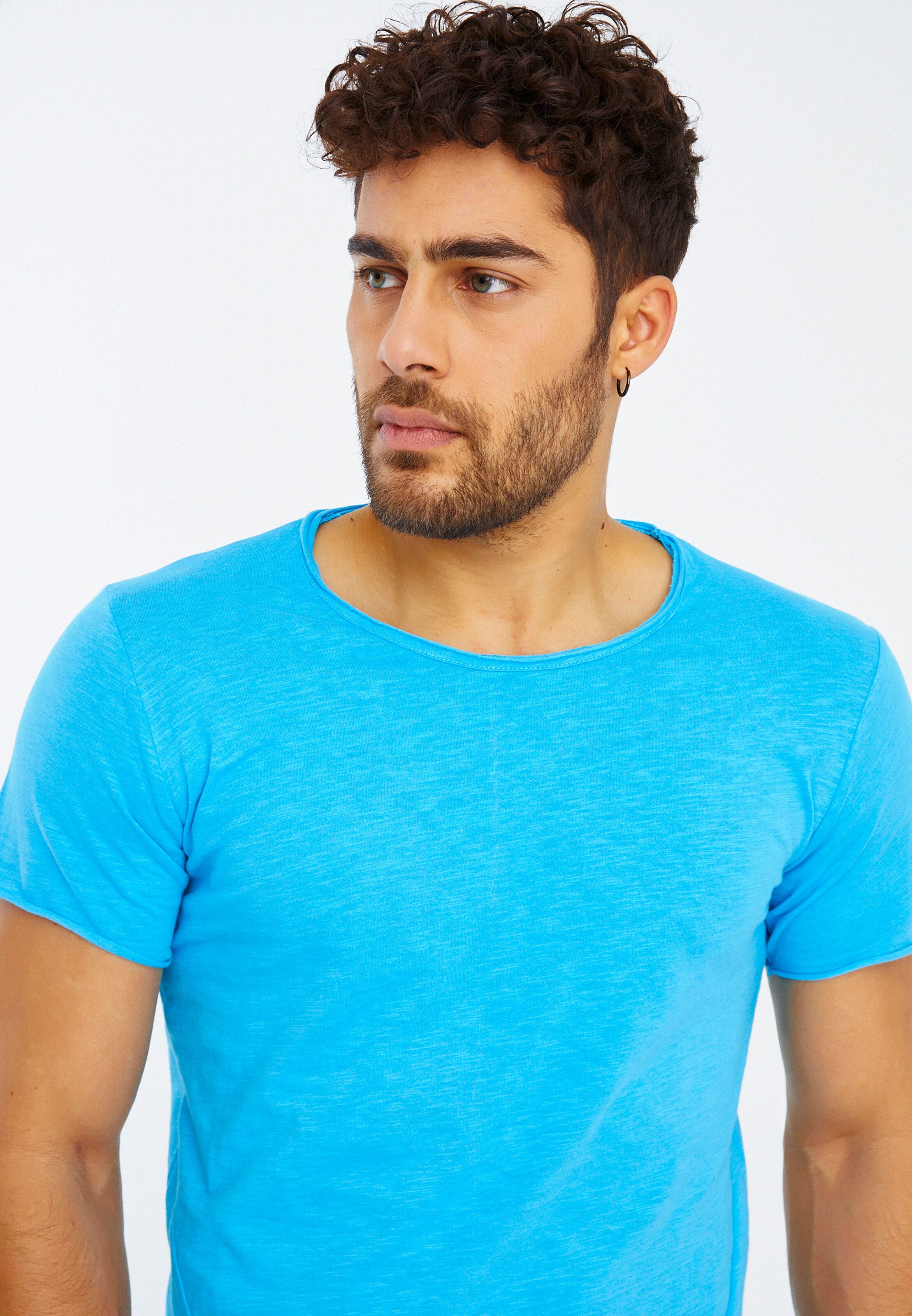Männer Shirts Leif Nelson T-Shirt Rundhals in Blau - UI26246