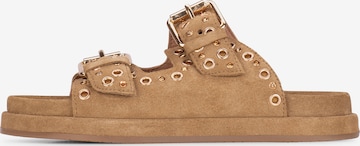 PS Poelman Muiltjes 'Mag' in Beige: voorkant