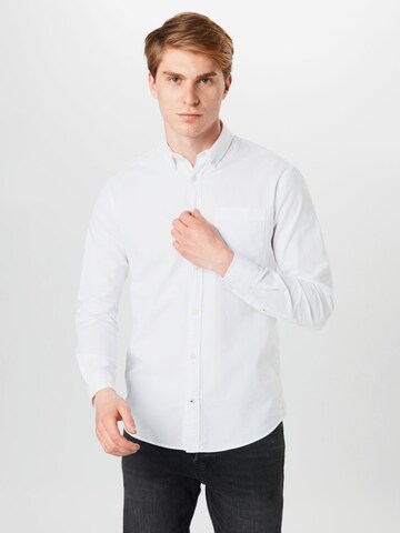 Coupe slim Chemise 'Oxford' JACK & JONES en blanc : devant