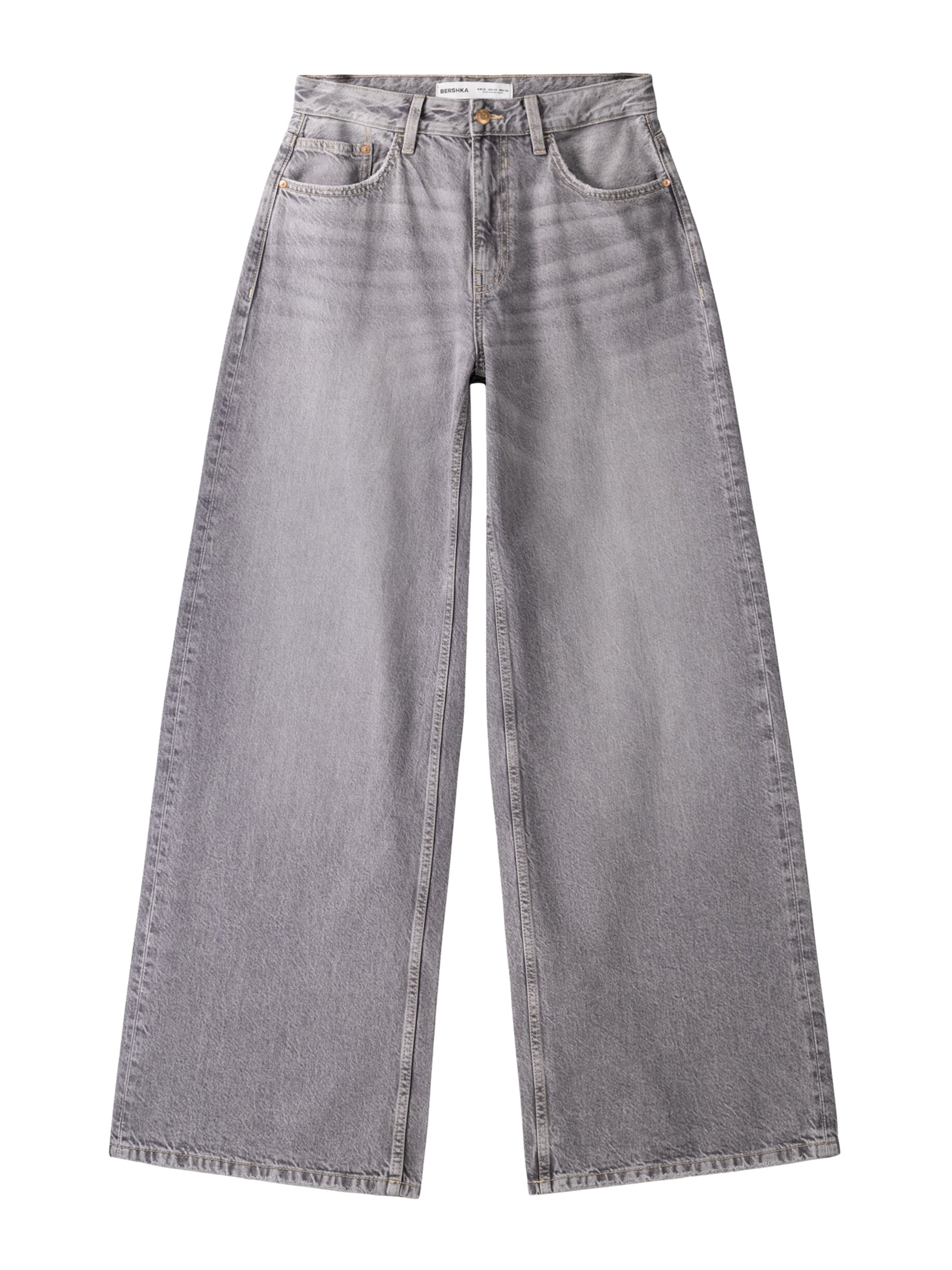 Wide leg Jeans di Bershka in grigio: frontale