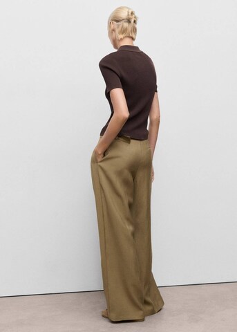 MANGO Wide leg Pleat-Front Pants 'Lirica' in Green