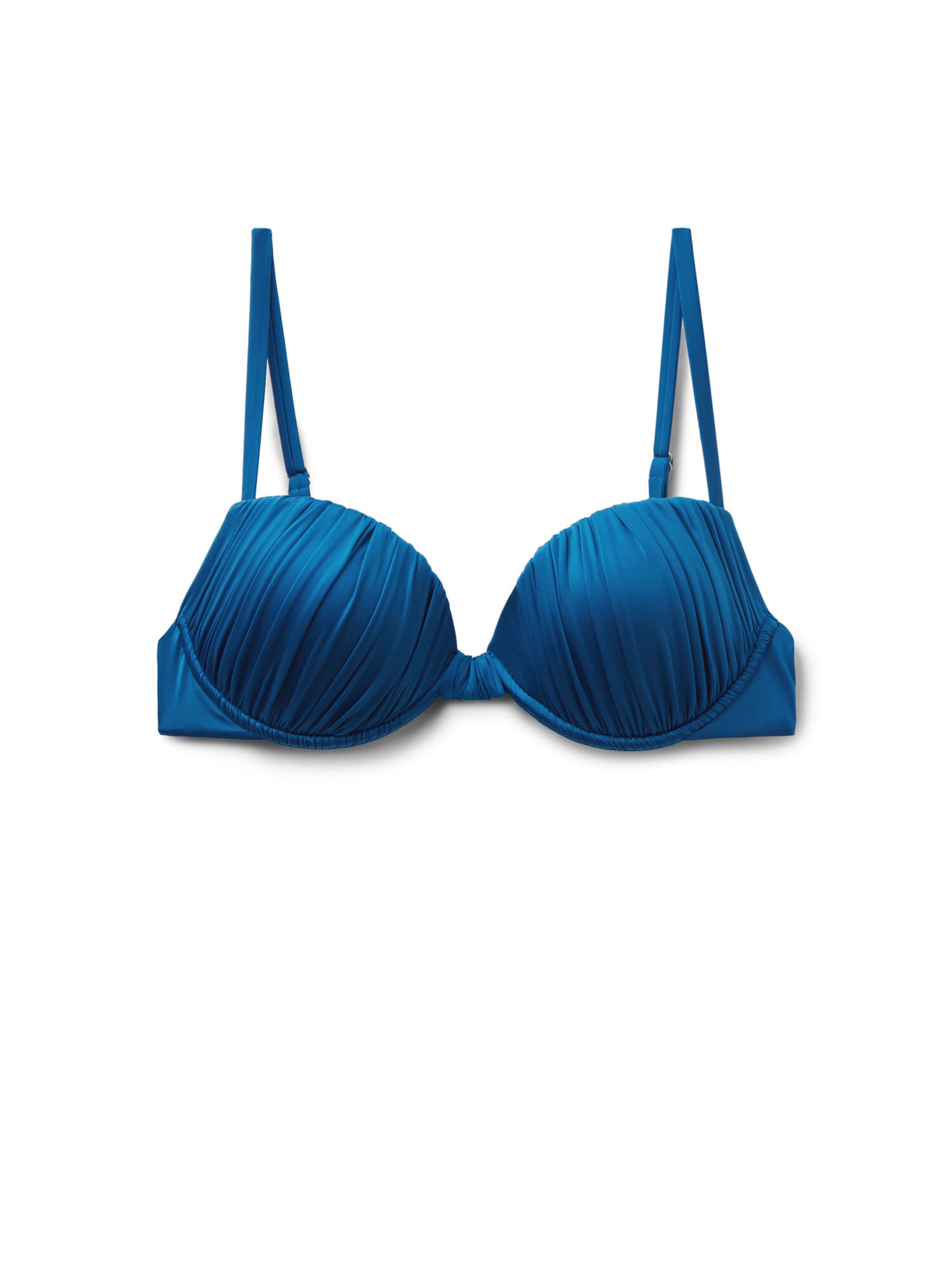 CALZEDONIA Push-up Bikinitop 'Shiny Satin' in Blau: Vorderseite