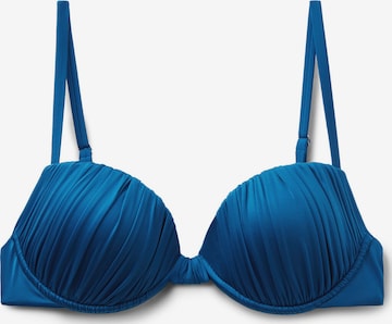 CALZEDONIA Push-up Bikinitop 'Shiny Satin' in Blau: Vorderseite