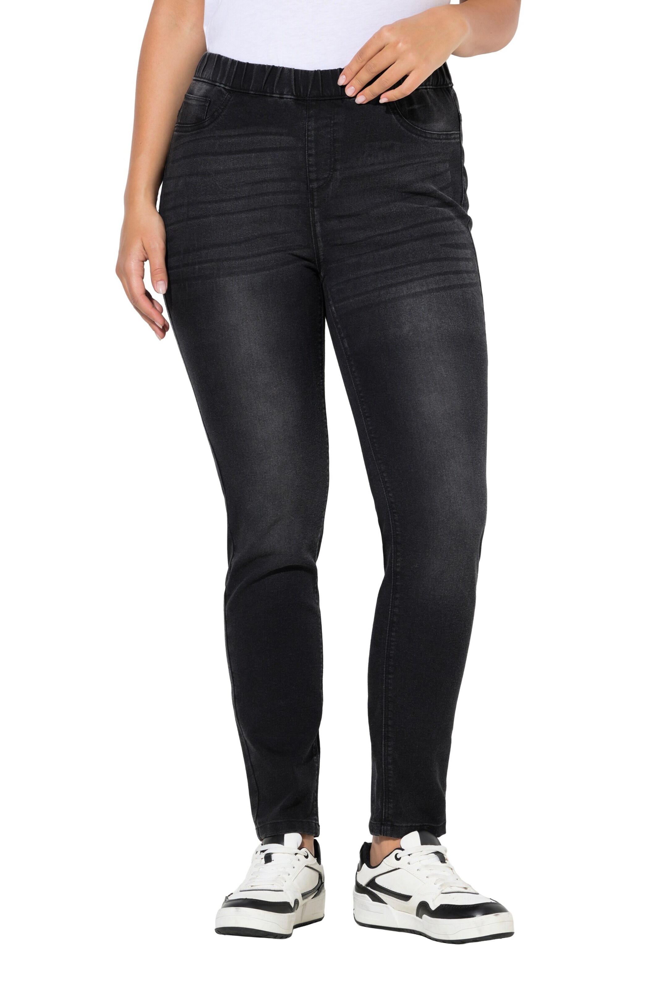 Ulla Popken Skinny Jeggings in Black: front