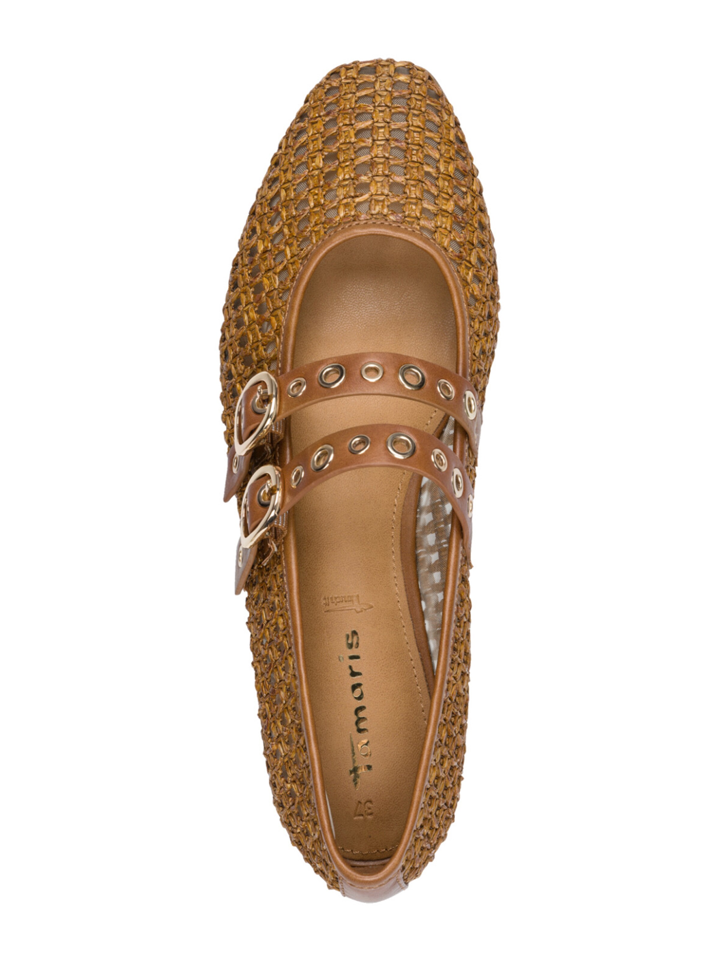 Tamaris Ballerina met riempjes in Bruin