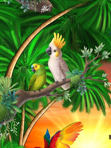 Hawaiihemdshop.de Regular fit Overhemd 'Jungle Parrots' in Groen
