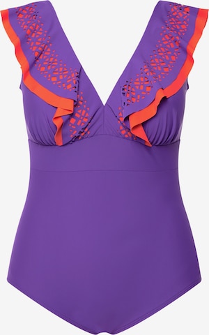 Ulla Popken Swimsuit in Purple: front
