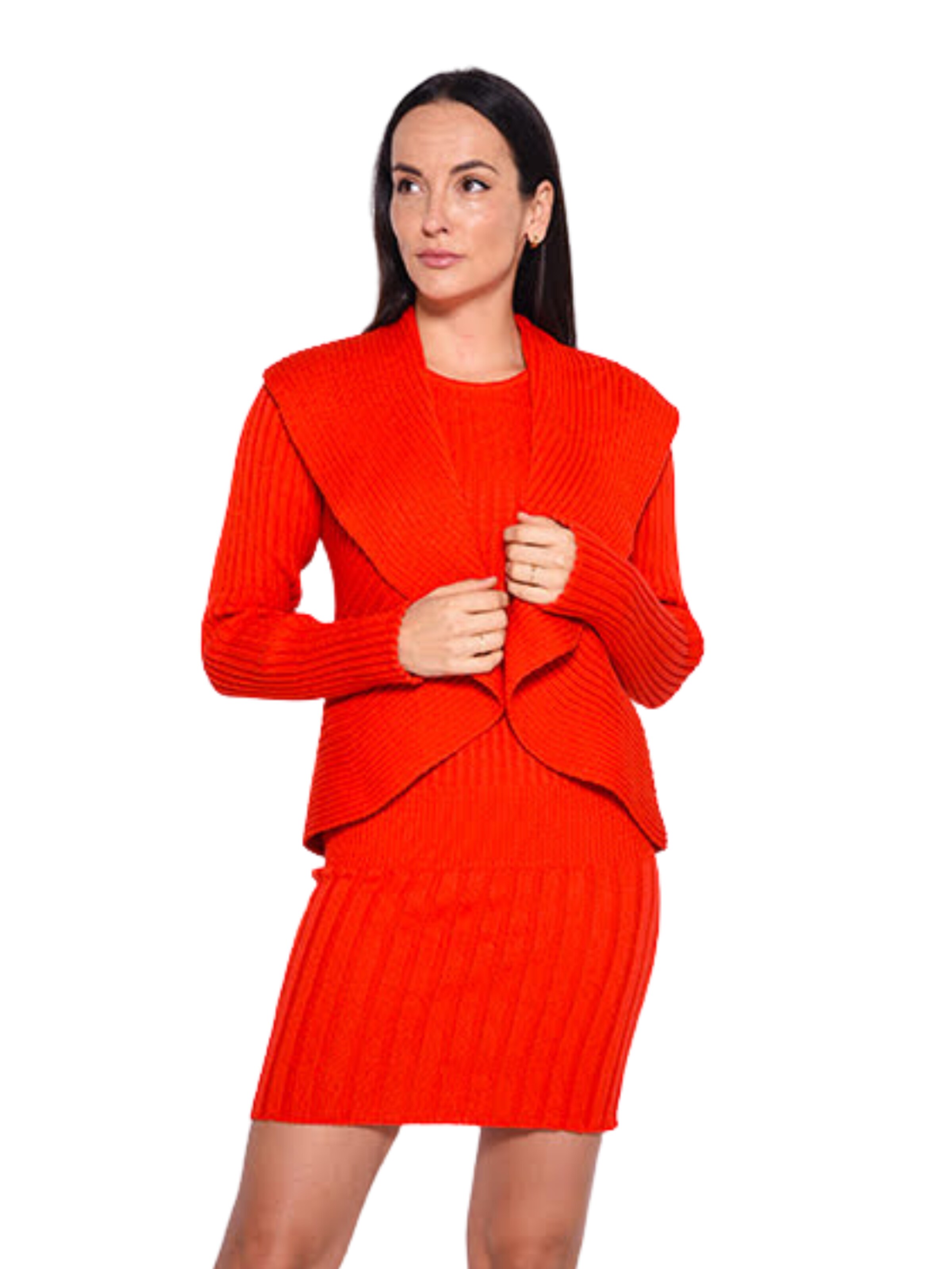 Süel knitwear - Cárdigan 'Round ribbed' en rojo
