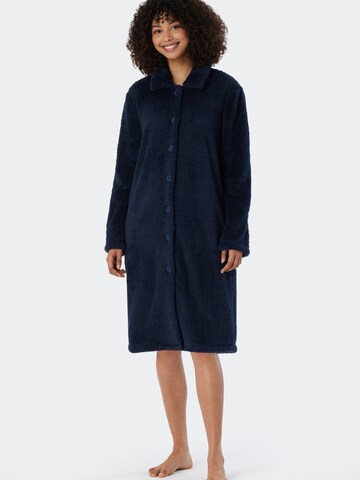 SCHIESSER Long Bathrobe in Blue: front