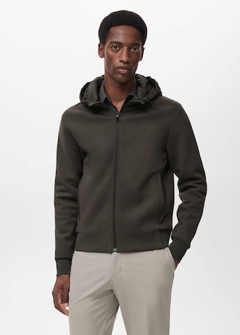 MANGO MAN Zip-Up Hoodie 'Barryh' in Brown: front