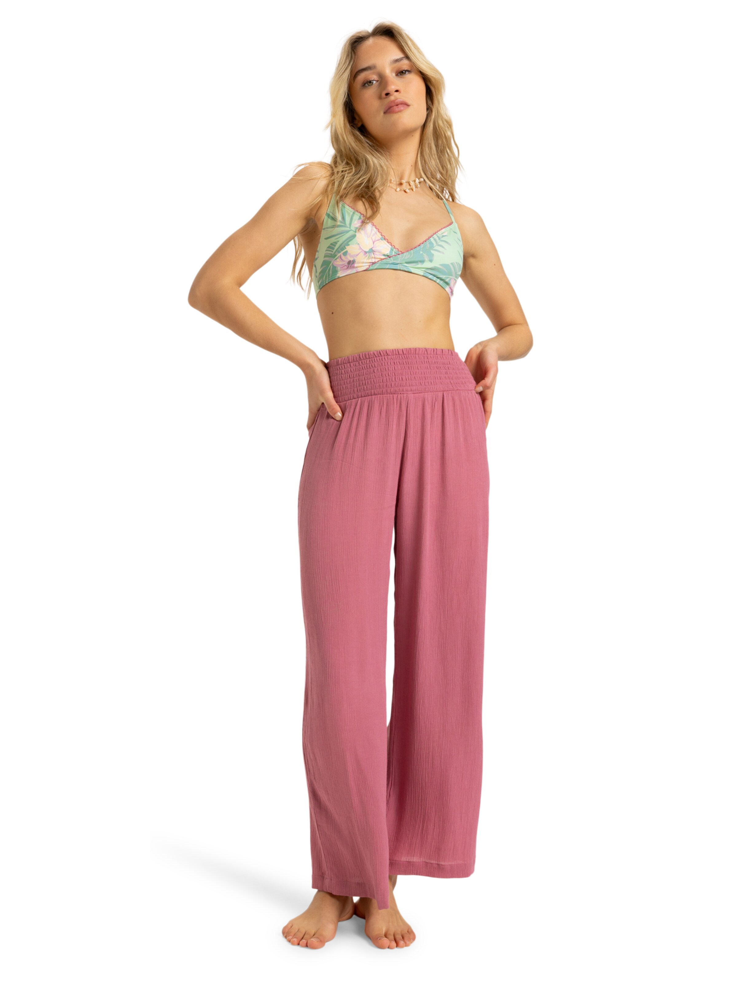 ROXY Wide leg Pants 'Along The Beach' in Pink