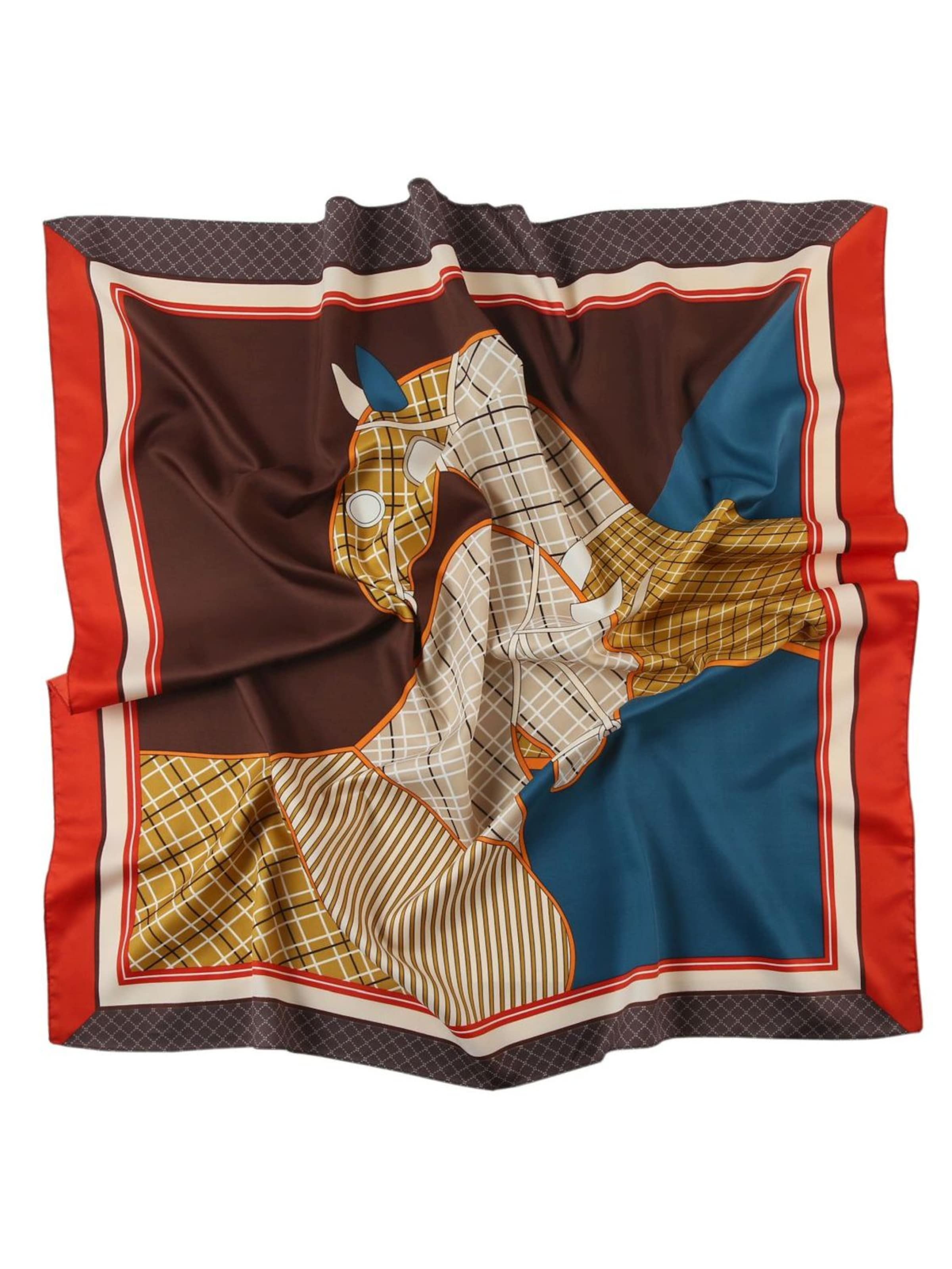 Sciarpa 'Grand carré de Soie Eleganthorse Zoé' di alberto cabale in marrone: frontale