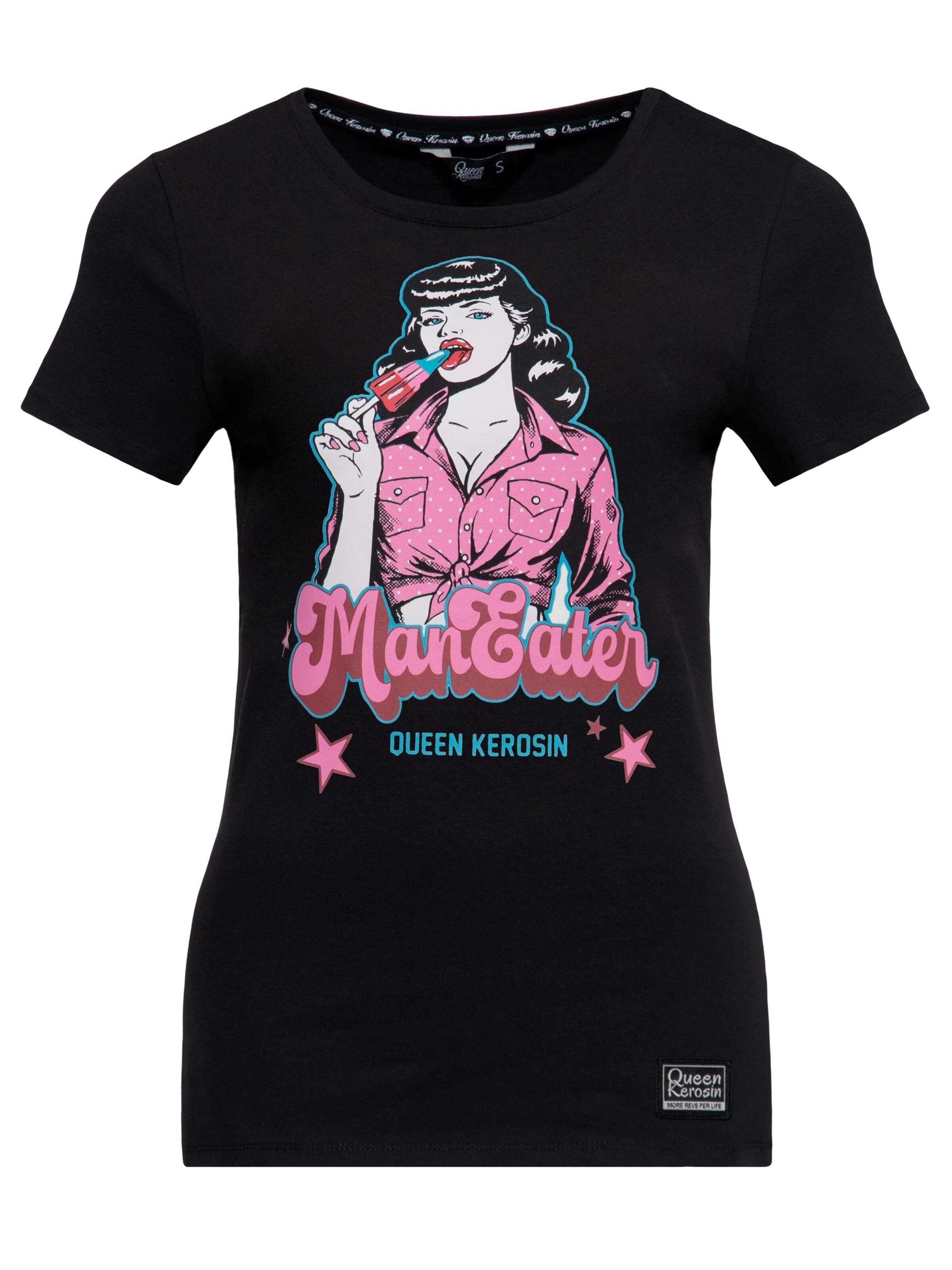 Queen Kerosin Shirt 'Man Eater' in Black: front