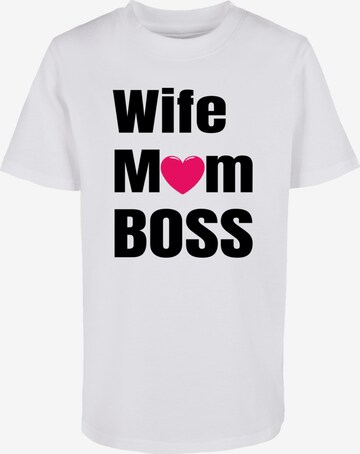 ABSOLUTE CULT Shirt 'Mother's Day - Wife Mum Boss' in White: front