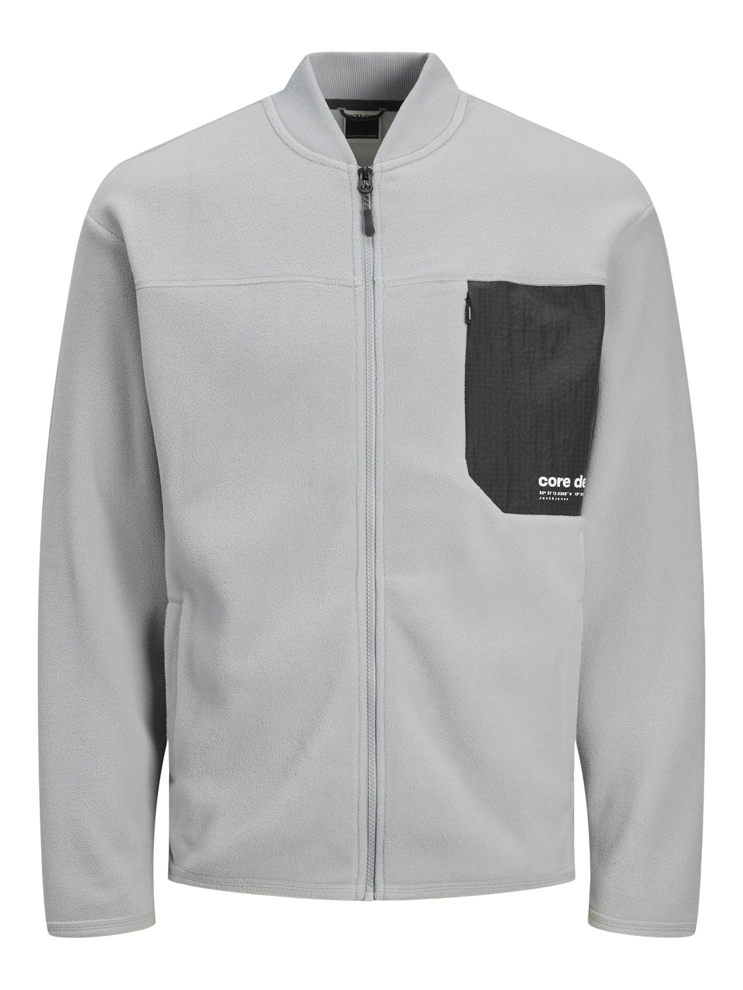 JACK & JONES Fleece jas in Grijs: voorkant