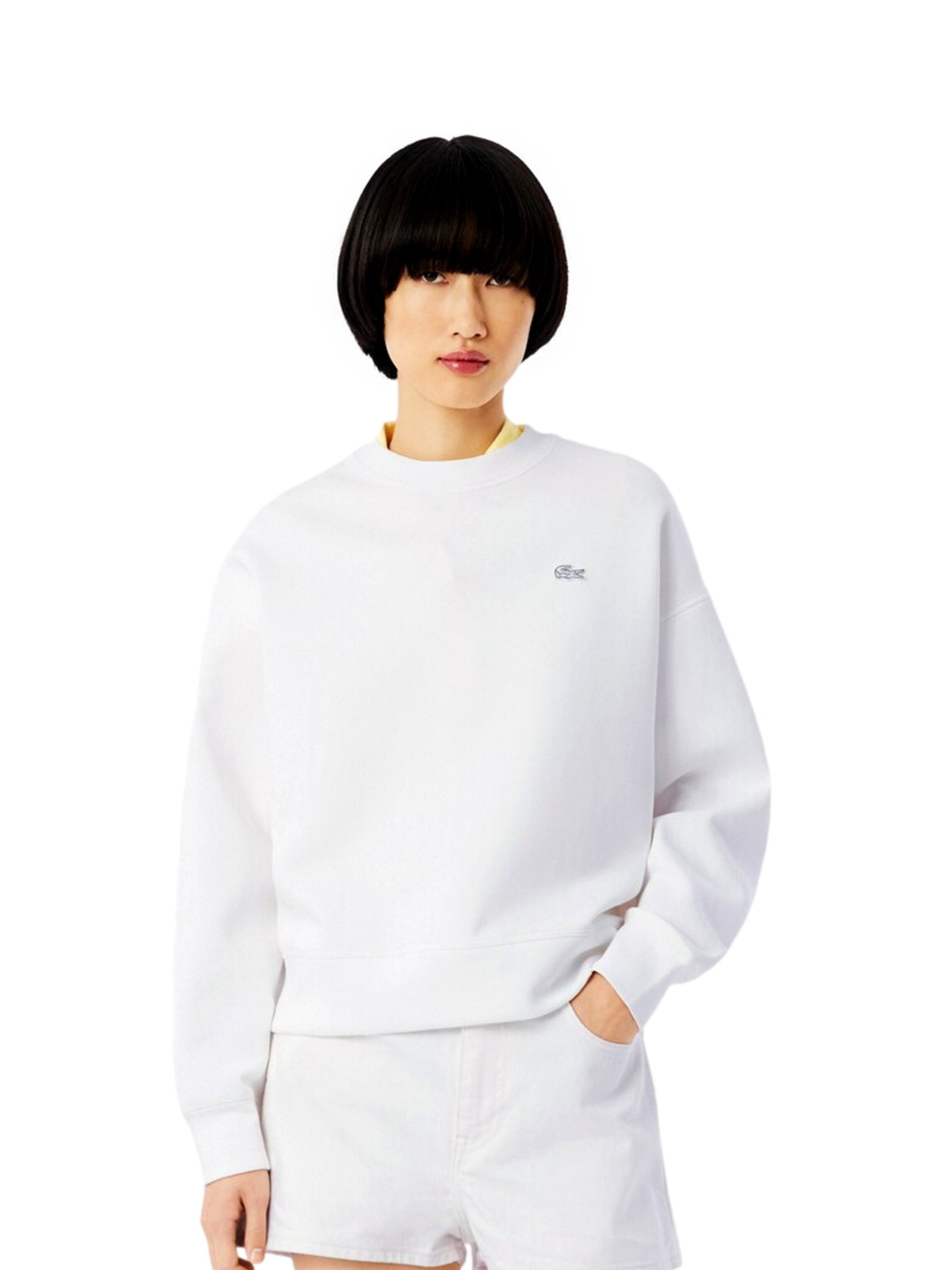 Sweat-shirt LACOSTE en blanc : devant