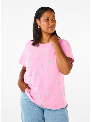 Zizzi T-Shirt 'Velin' in Pink: Vorderseite