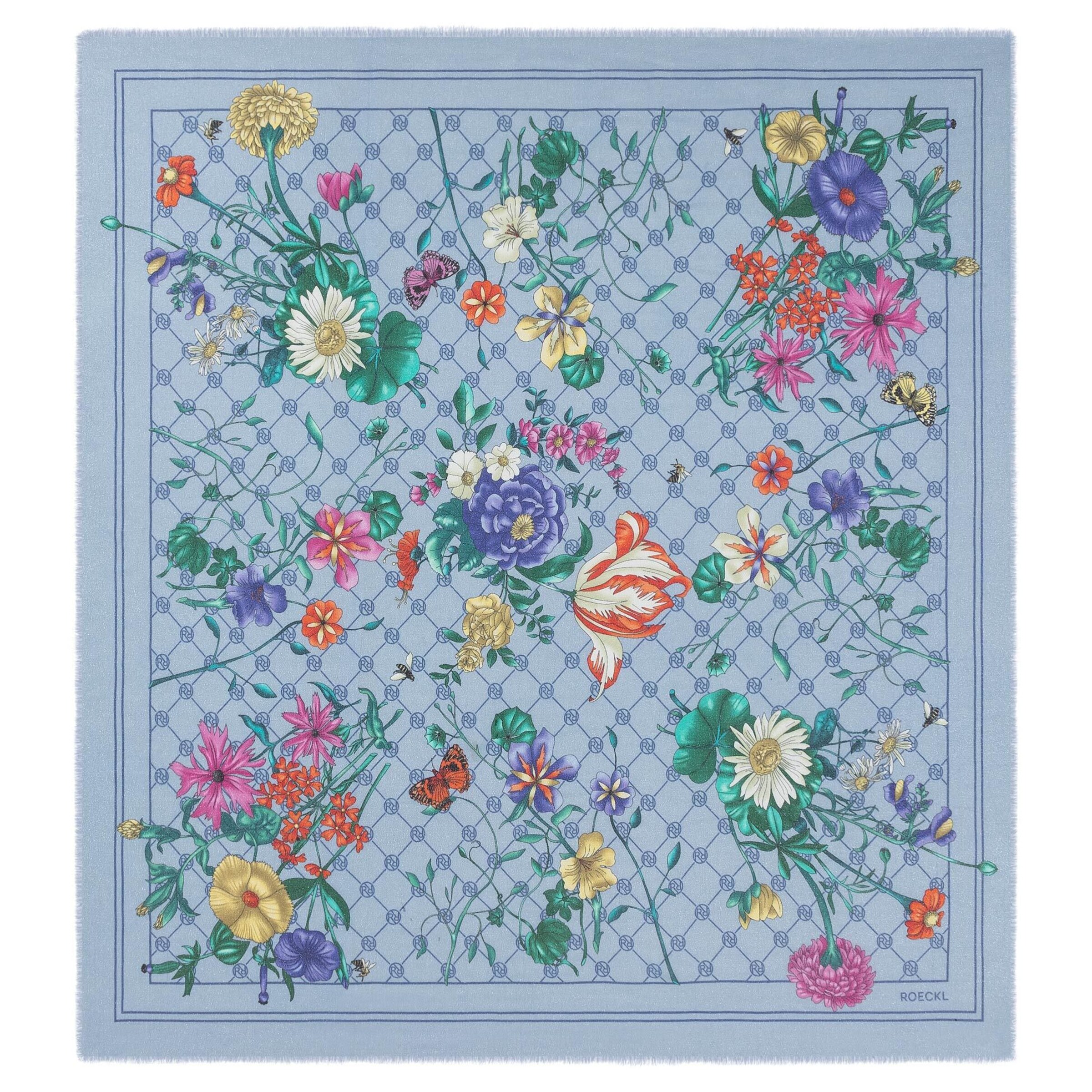 Roeckl Shawl &#x27;GLOWING BOUQUET&#x27; in Blue: front