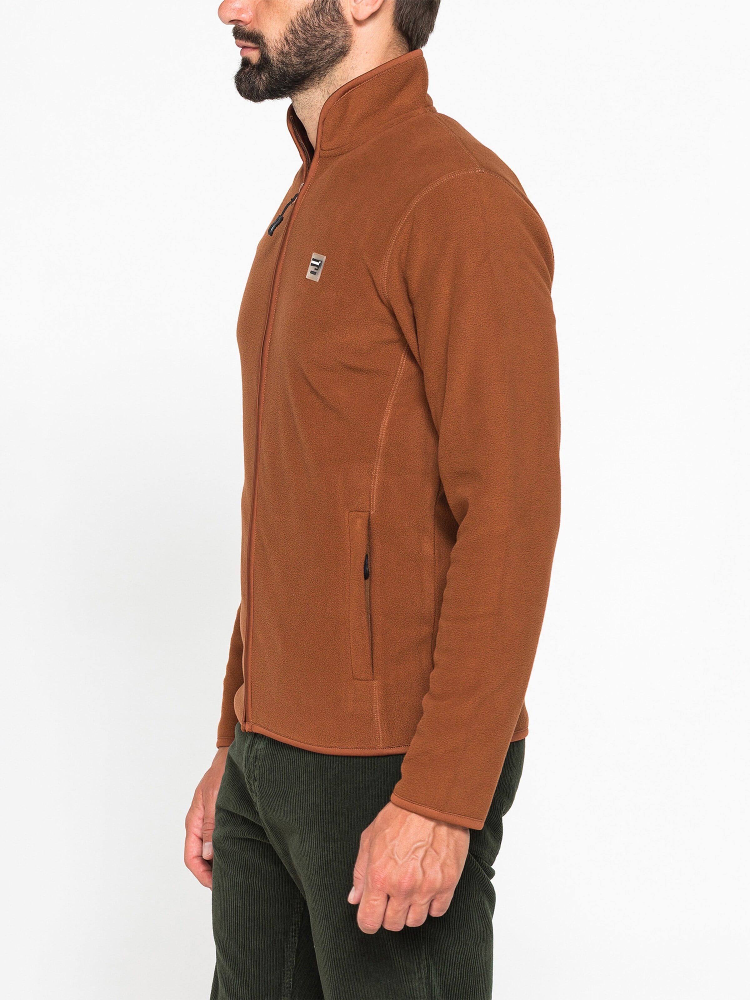 Carrera Jeans Fleece jacket 'Central Zip' in Brown