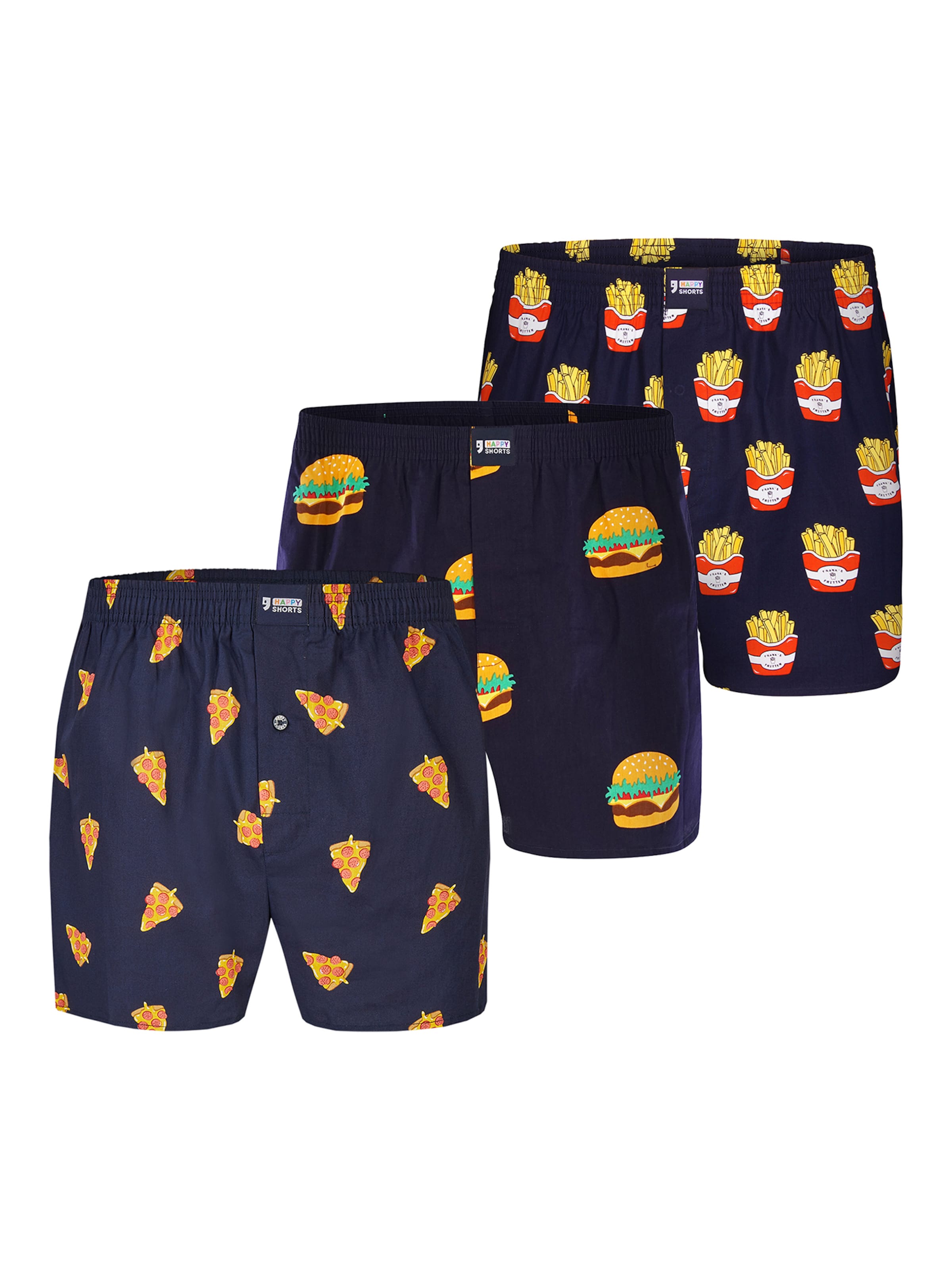 Happy Shorts Boxer shorts ' Motiv Mix ' in L in Dark blue / Yellow / Black, Item view
