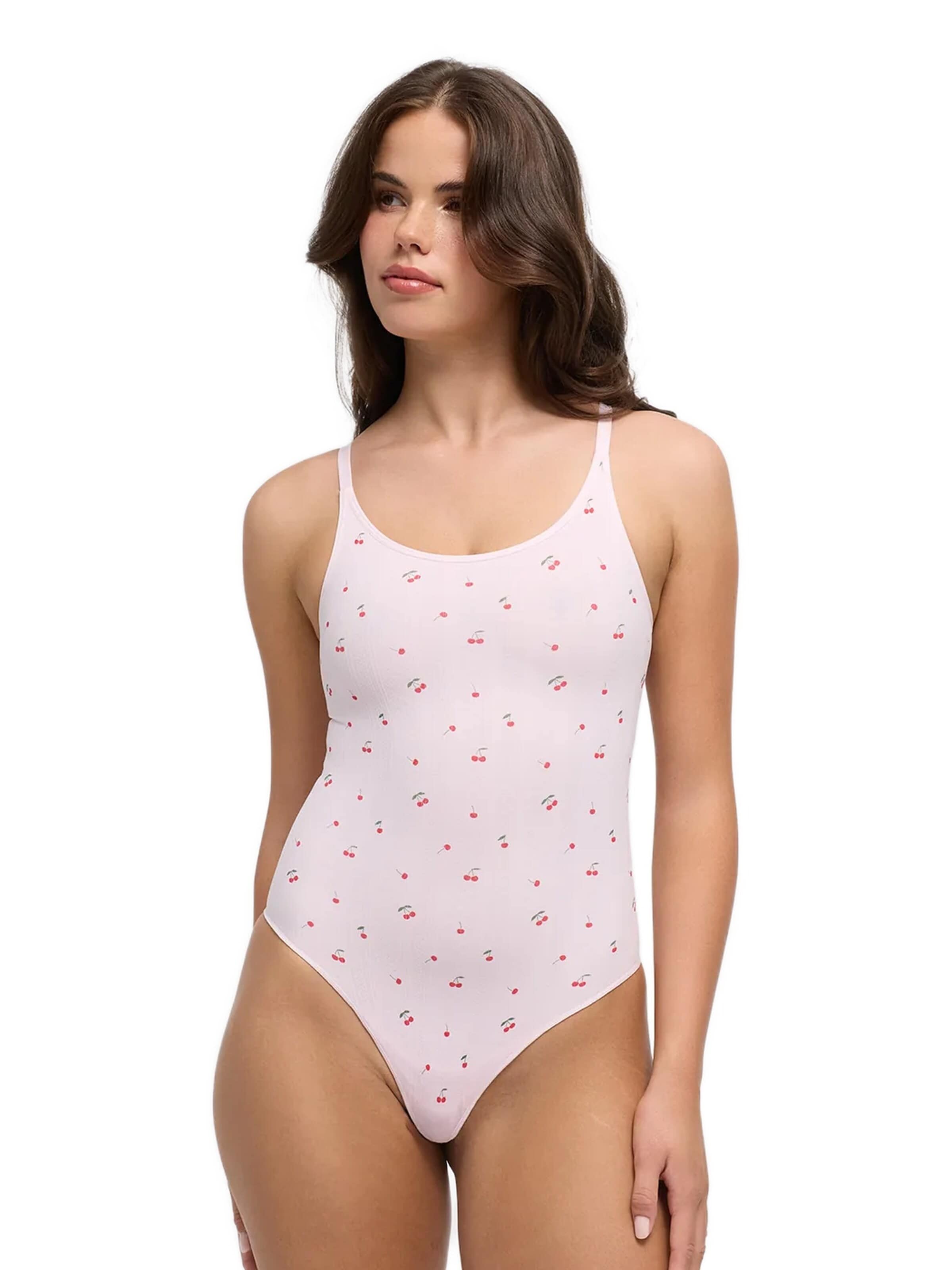 cfab - Body moldeador 'Jacquard Shapewear with String' en rosa: frente