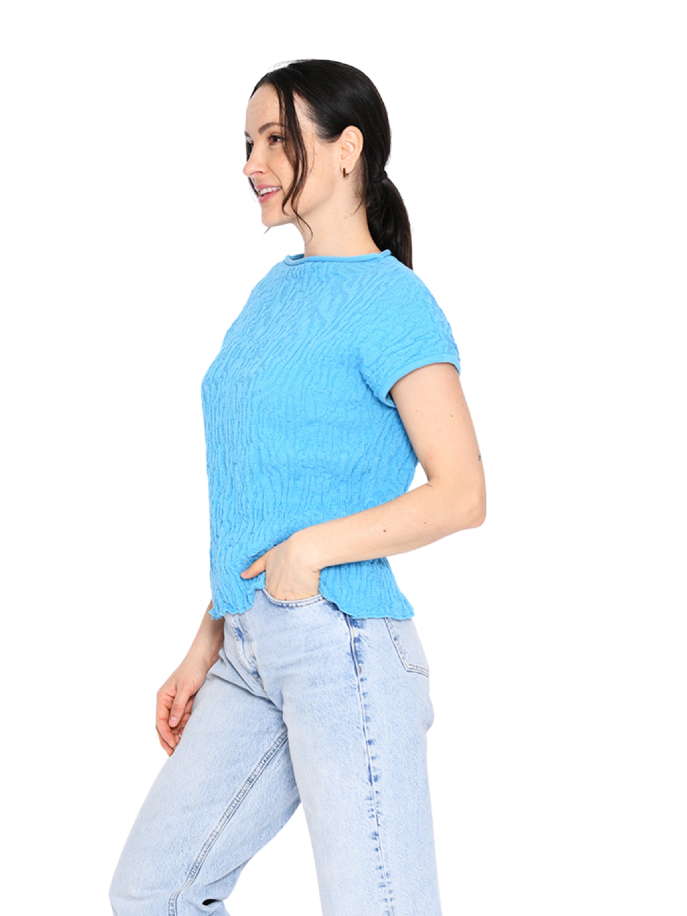 Süel knitwear Sticktop 'Wrinkled Texture'‌‌‌‌ in Blau