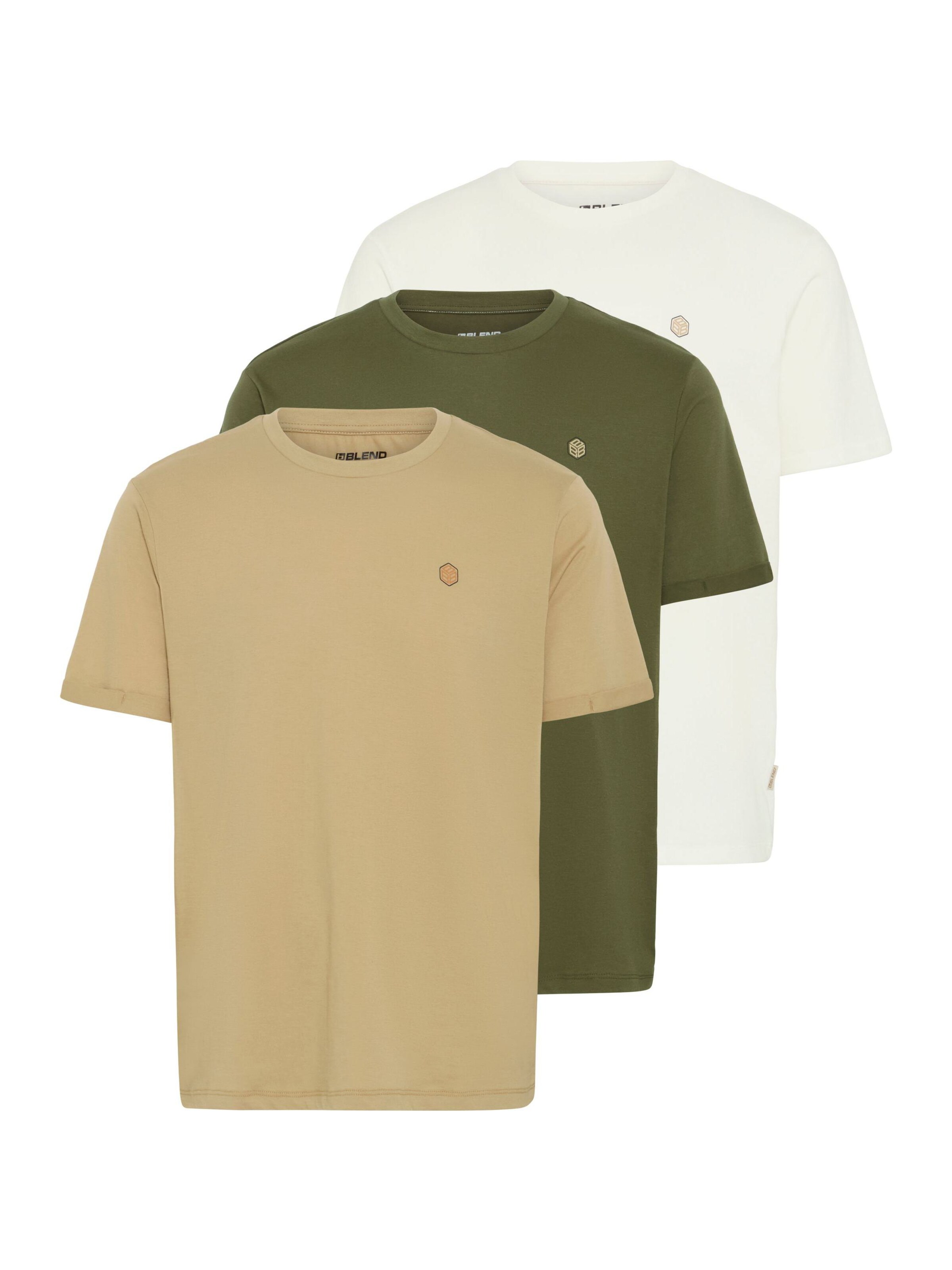 BLEND Shirt ' BHVIGTI 3-pack ' in Beige: voorkant