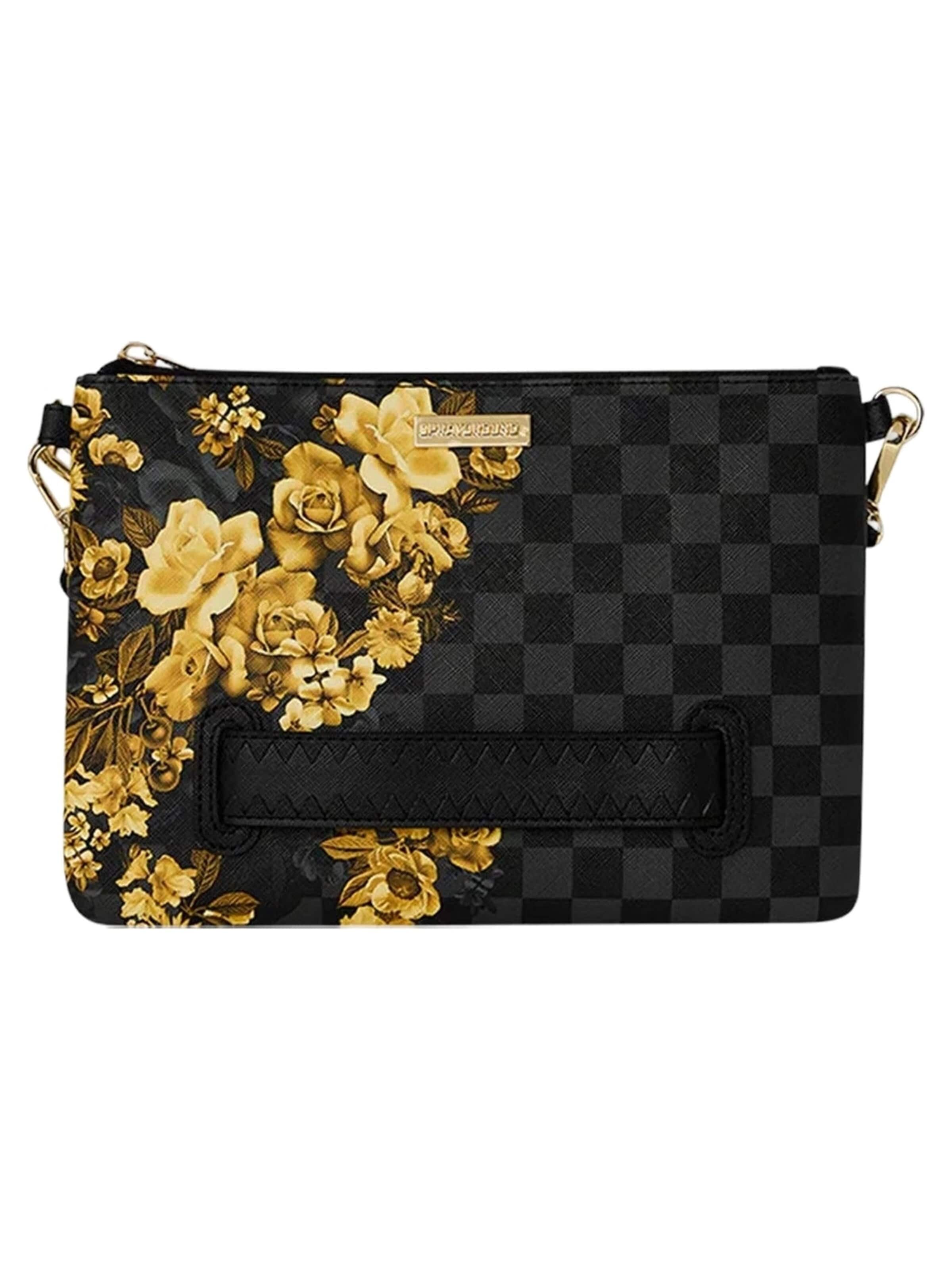 Sprayground - Messenger 'Bolso sprayground negro gold floral remix crossover clutch' en negro