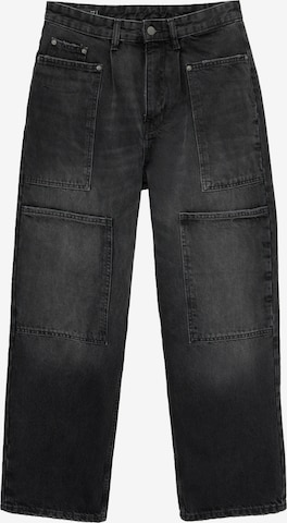 Wide leg Pantaloni eleganți de la Pull&Bear pe negru: față