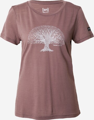 T-shirt fonctionnel super.natural en marron : devant