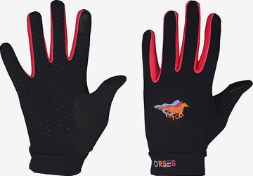 RED HORSE Athletic Gloves in Black: front