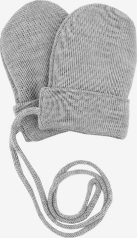 MAXIMO Handschuhe 'GOTS BABY-Fausthandschuhe gestrickt, Umschlagrand, Band' in Grau: Vorderseite