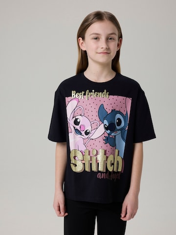 NAME IT Shirt 'NKFADARA STITCH' in Zwart: voorkant