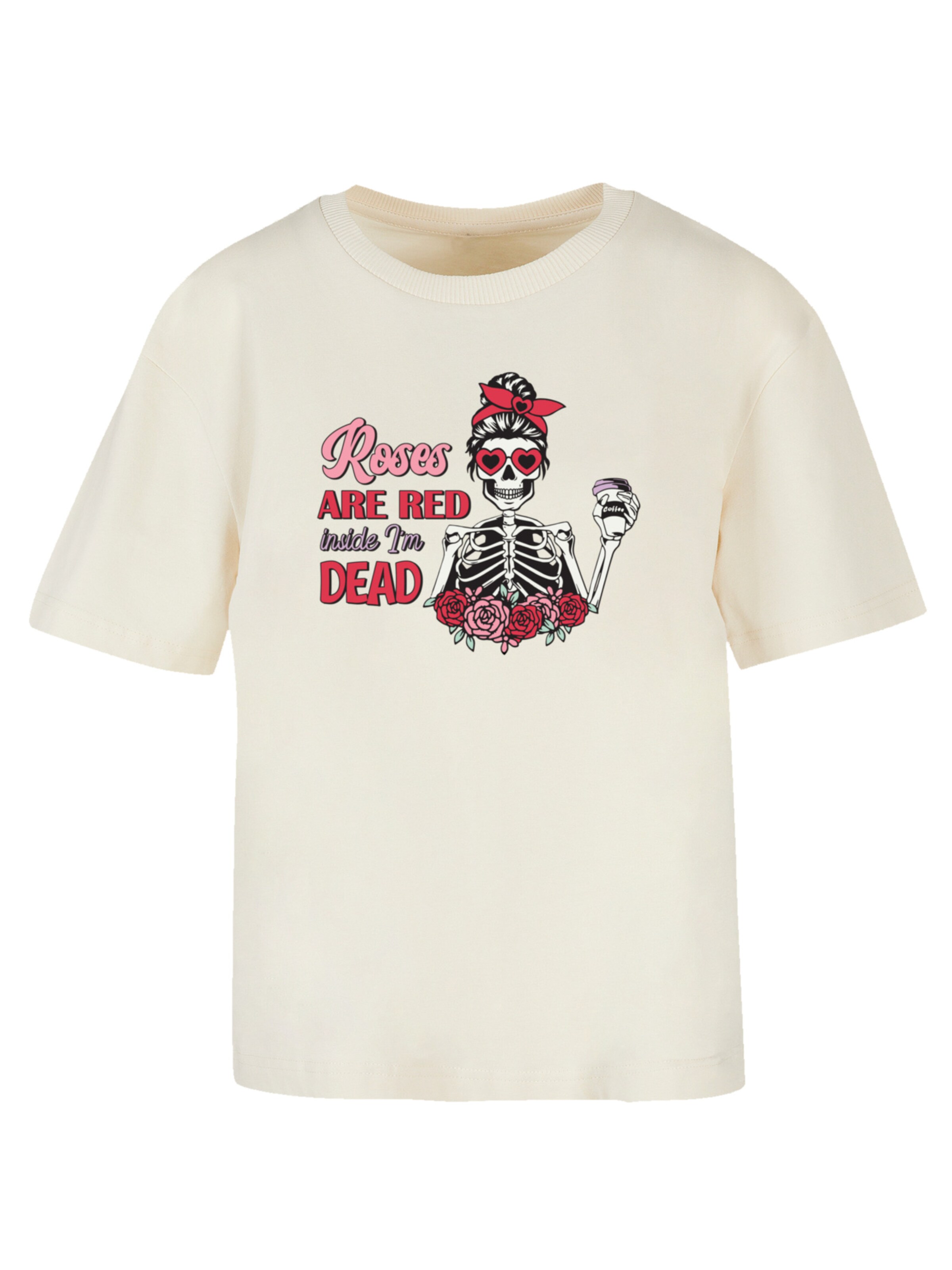 T-shirt 'Anti Valentinstag Roses Are Red' F4NT4STIC en beige : devant