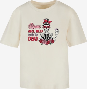 T-shirt 'Anti Valentinstag Roses Are Red' F4NT4STIC en beige : devant