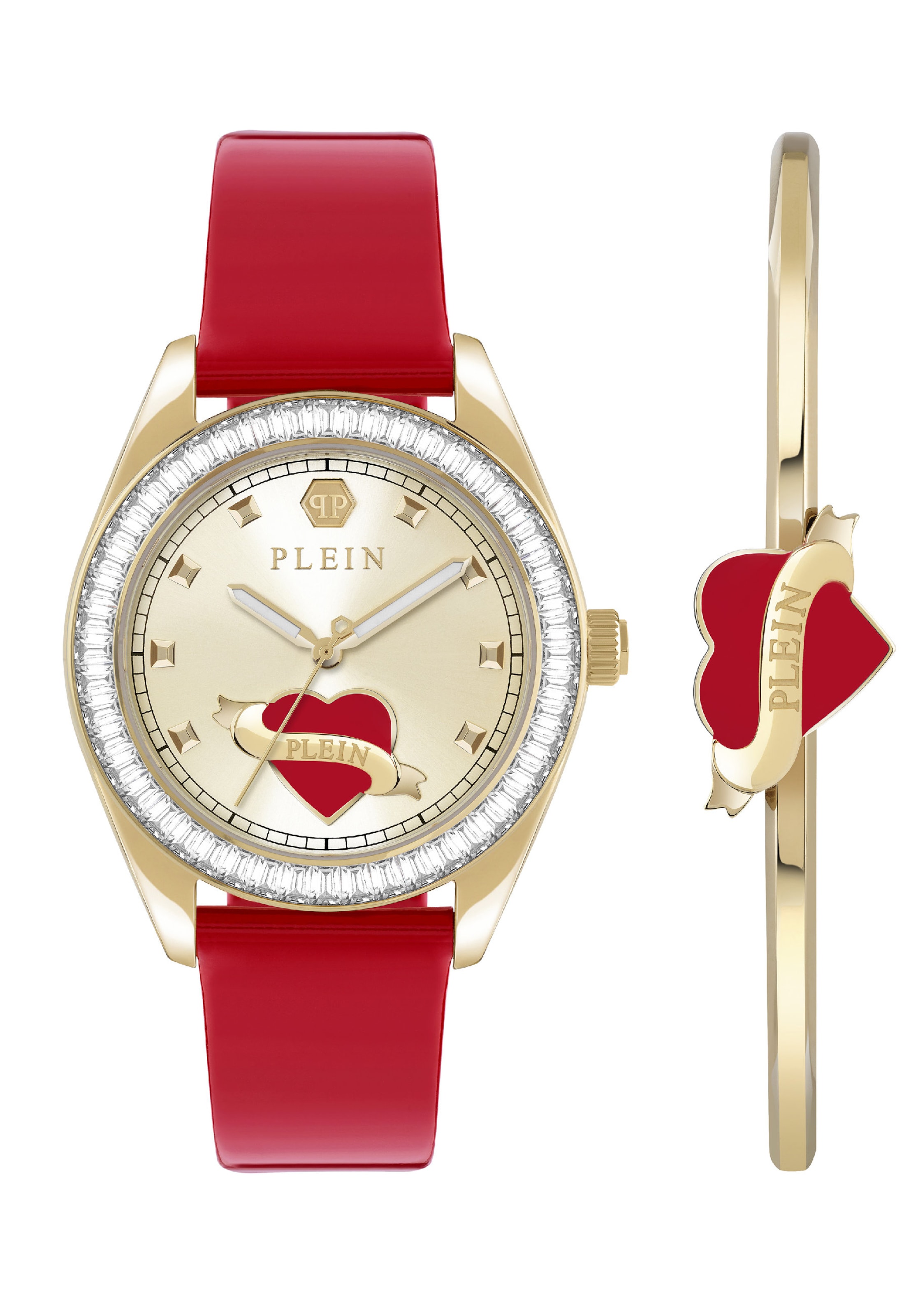 Montre à affichage analogique 'Plein Valentine' Philipp Plein Watches en rouge : devant