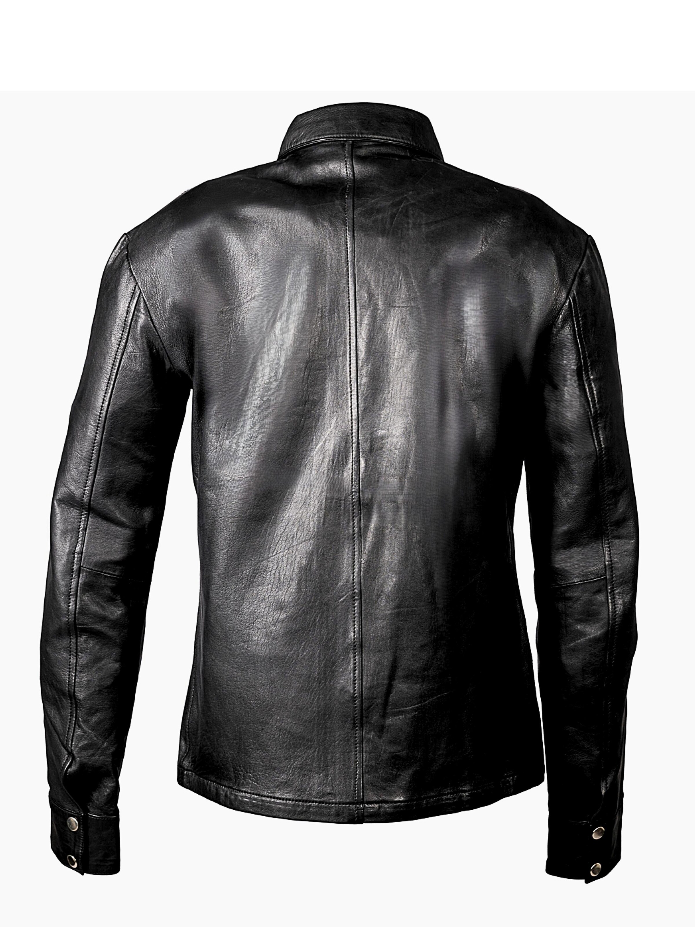 Be  Noble Regular Fit Hemd 'Lederhemd - Lederjacke Orlando'‌‌‌‌‌‌ in Schwarz