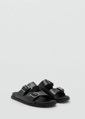 MANGO MAN Pantolette 'Buckle' in Schwarz