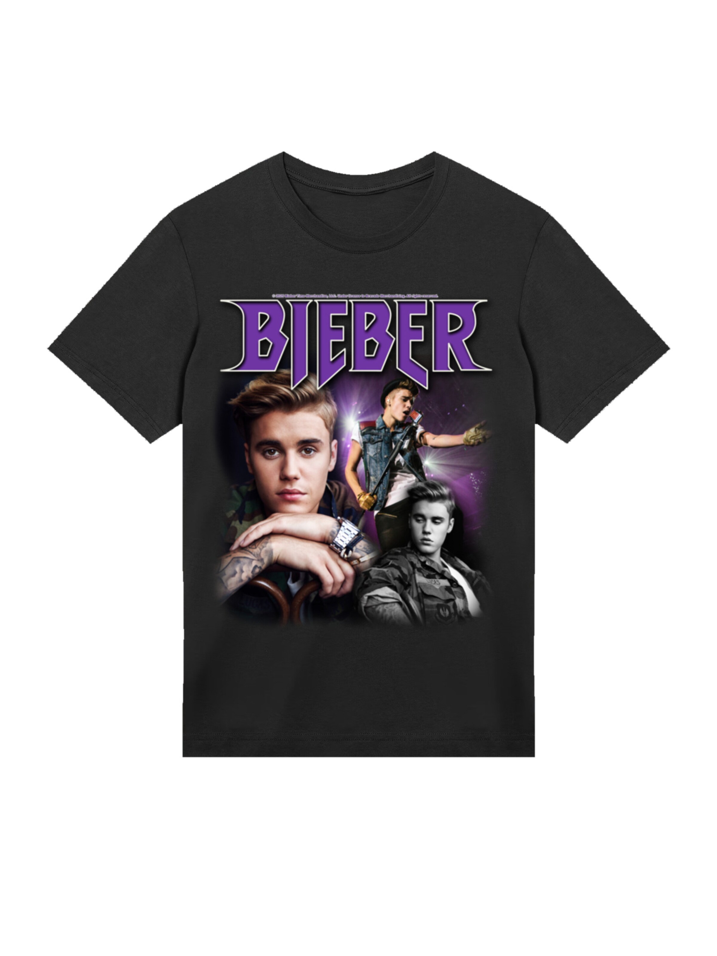 F4NT4STIC Shirt 'Justin Bieber Iconic' in Zwart: voorkant