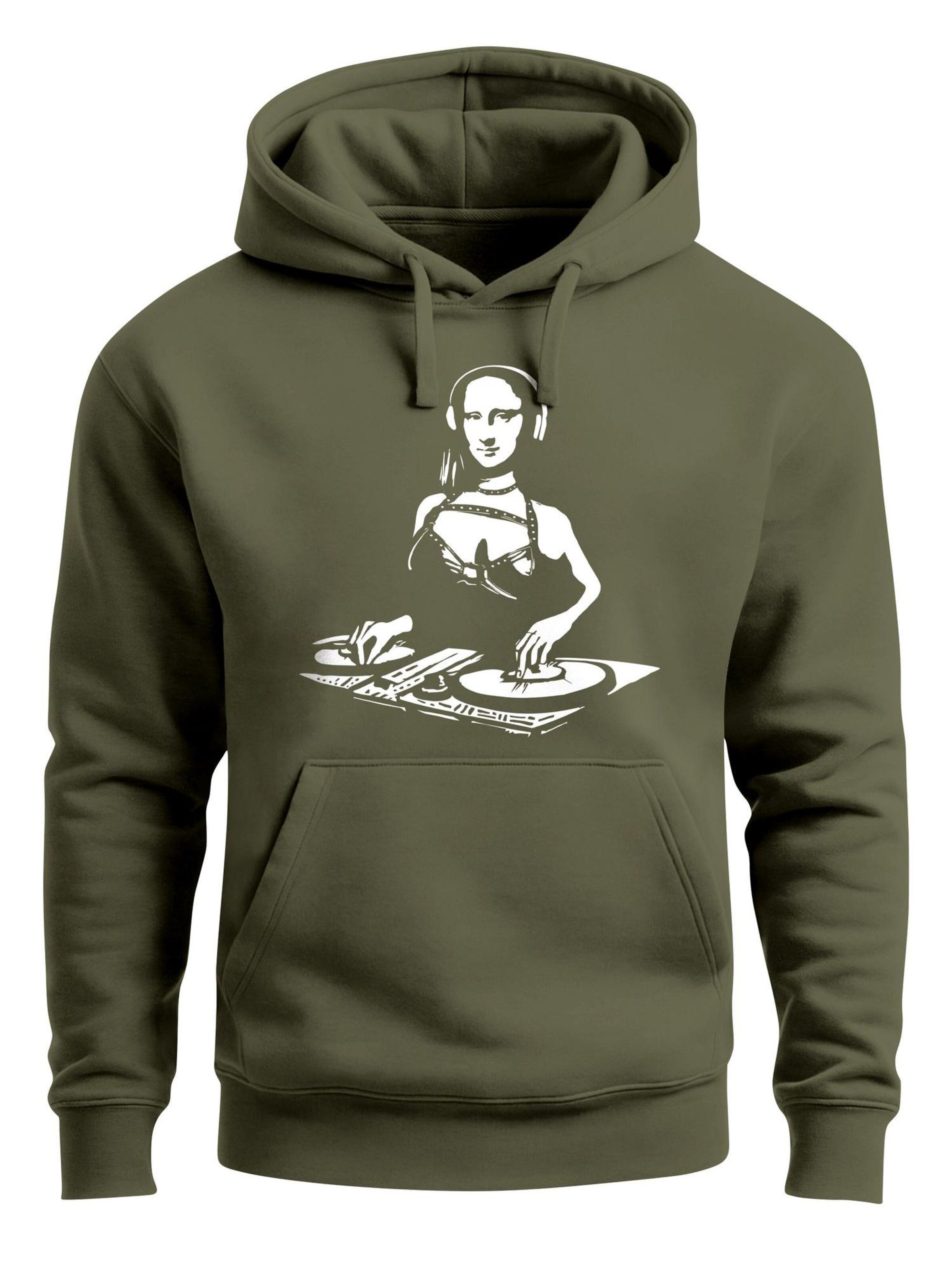 Neverless Sweatshirt 'Mona Lisa DJ' in Green: front