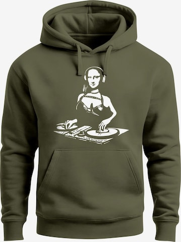 Neverless Sweatshirt 'Mona Lisa DJ' in Grün: Vorderseite