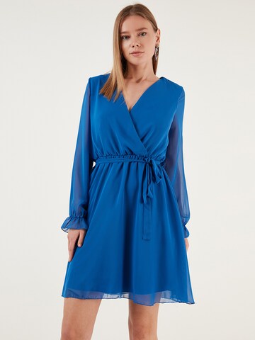 LELA Shirt Dress in Blue: front