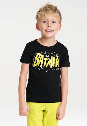 LOGOSHIRT Shirt 'Batman - Fledermaus' in Black: front