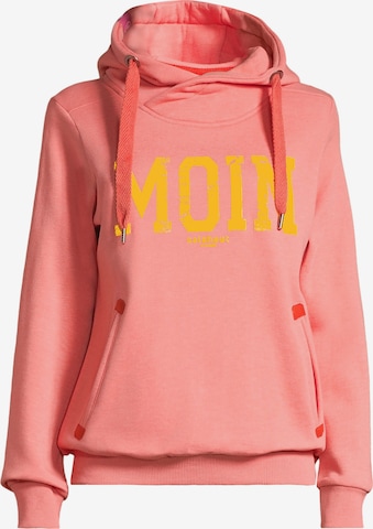 Sweat-shirt 'Sünn - Moin' salzhaut en rouge : devant