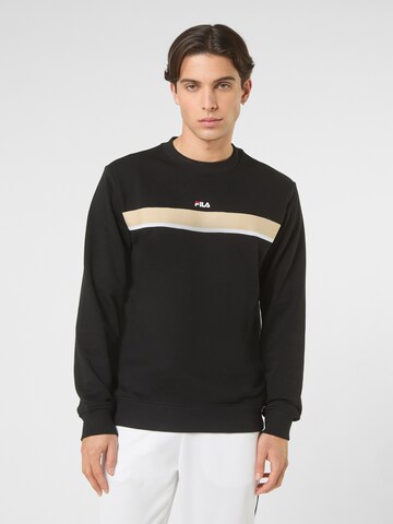 FILA Sweatshirt 'SAGANO regular taped crewneck sweatshirt' in Zwart: voorkant